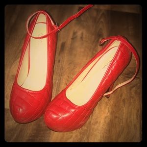 Red pump high heel shoe